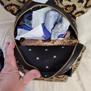DisneyParks Loungefly Leopard Sequin mini backpack BNWT